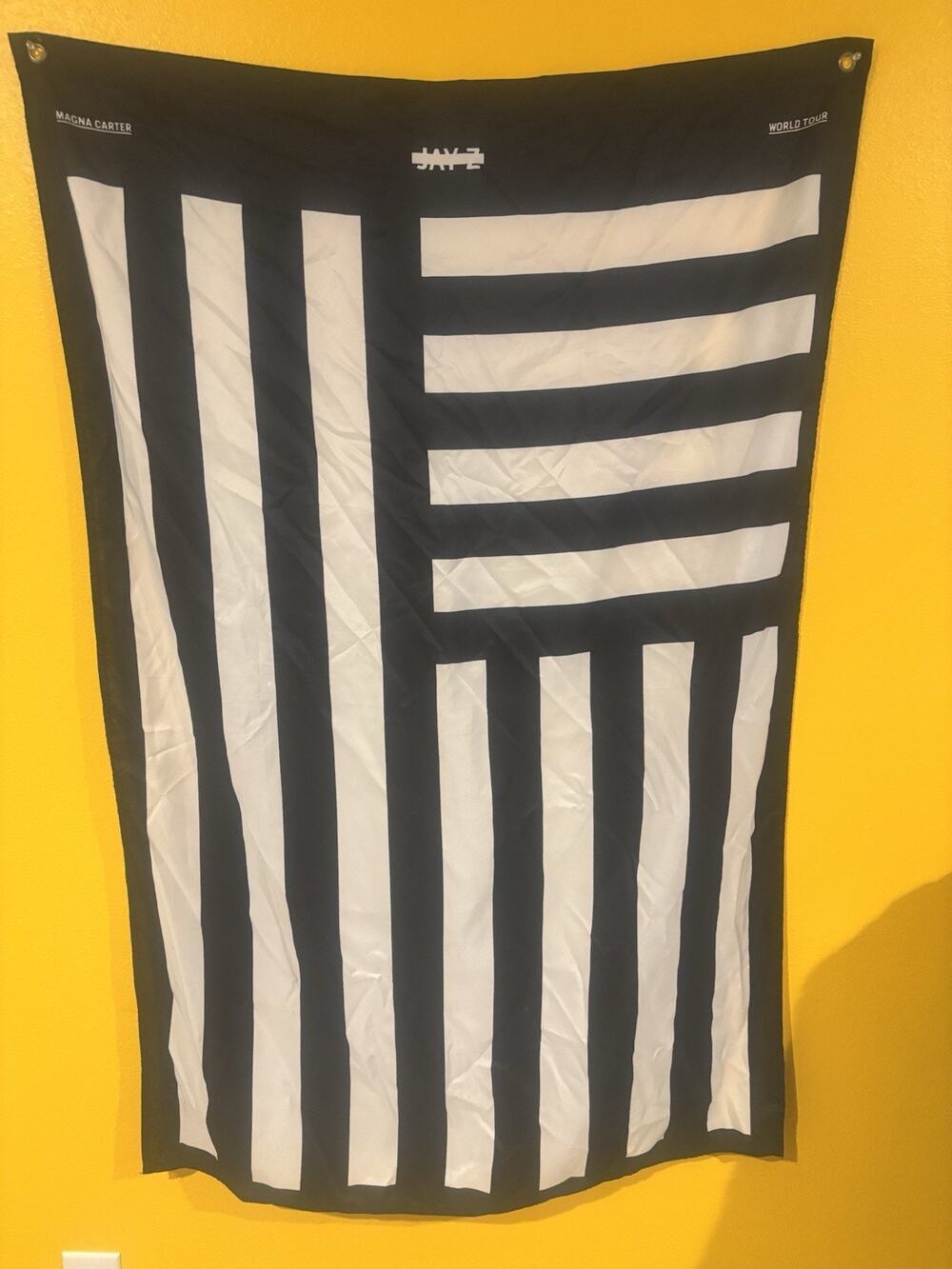 Rare Jay-Z Magna Carter World Tour Black & White Flag Banner Rap & Hip Hop